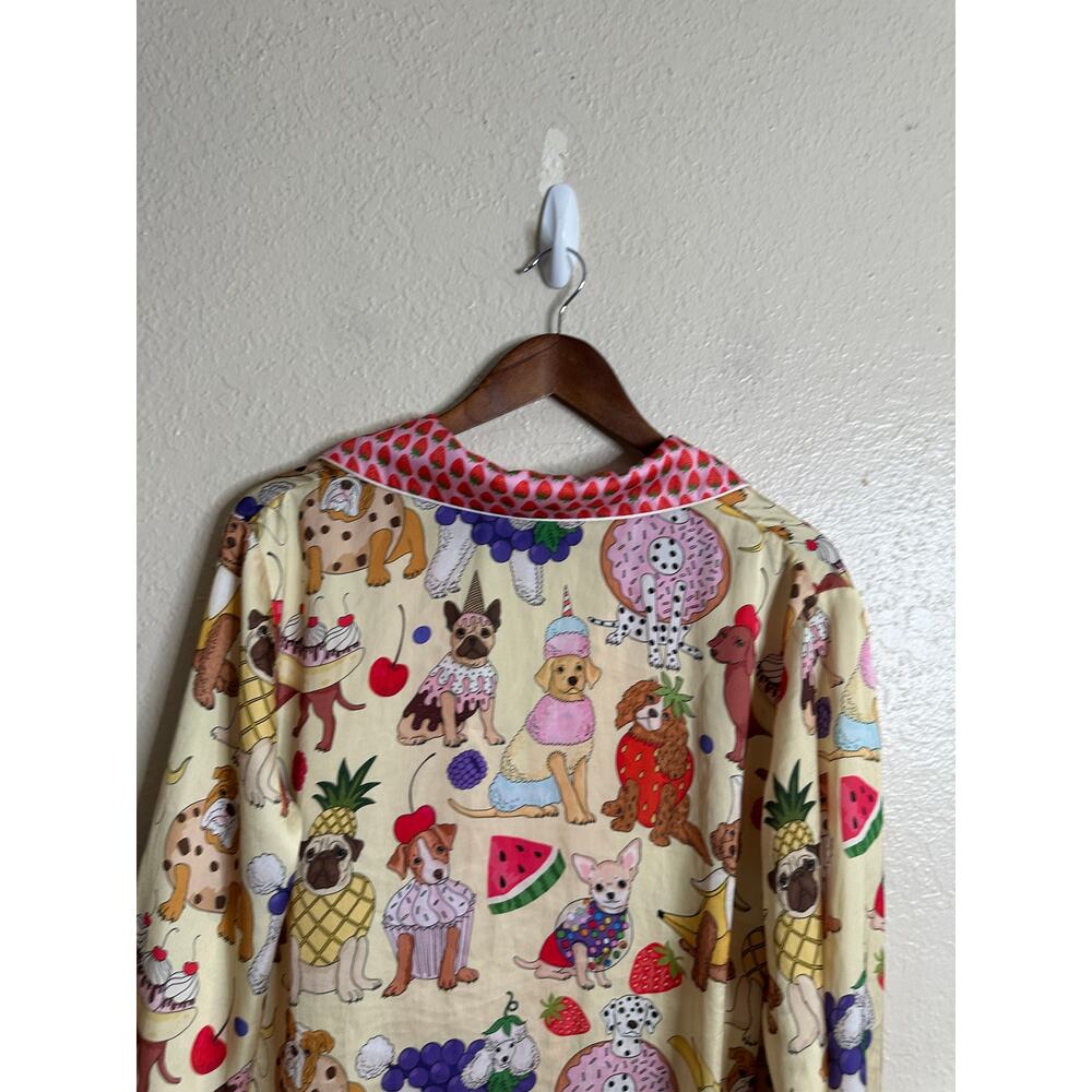 Karen Mabon Dogs Desserts Long Sleeve Pajama Top Strawberry Piping Womans Large - Picture 9 of 12